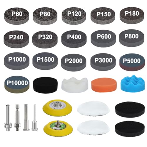 174 Pcs 3 Inch Sanding Discs,60-10000 Sanding Paper Drill Polishing Kit