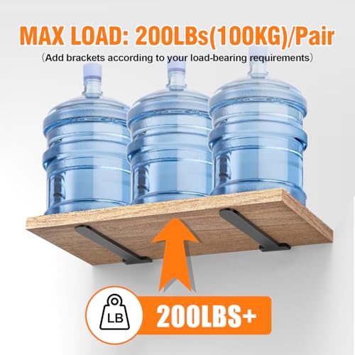 Hidden Shelf Brackets 10 in Heavy Duty Floating Shelf Bracket DIY Wall Mounted Shelves Support Hardware Invisble Metal L Brackets for Wall Shelves Max Load 220 LBS/Pair(2 PCs) - size: 10 Inch