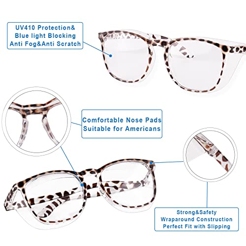 SQIMZAR Safety Glasses Goggles For Women Nurses Protective Eyewear,Anti Fog Safety Goggles - color: Black+clear+leopard+new Blue