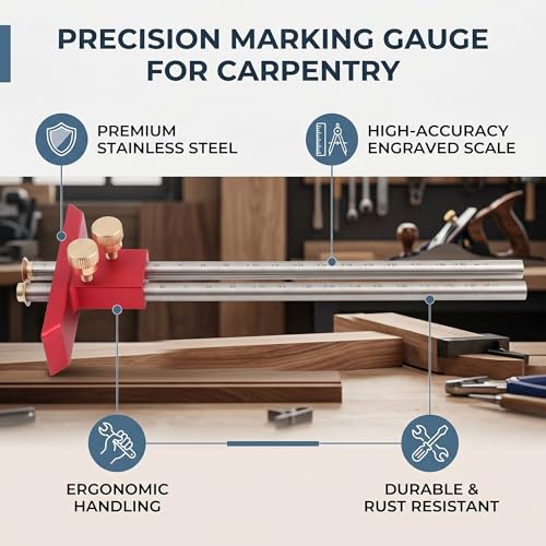 YWBL-WH Double Head Scriber, Stainless Steel Wood Marking Tool with Clear Scale for Carpentry and Woodworking Projects