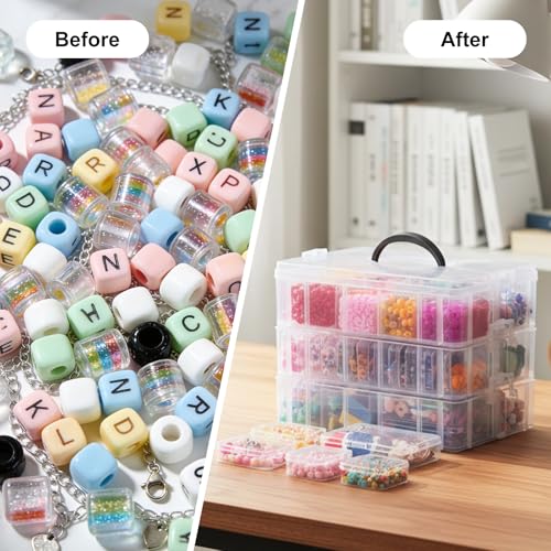 Stackable Bead Organizer 3 Tier with 58pcs Small Boxes Storage Container - size: 3-Tier 58pcs Assorted Boxes