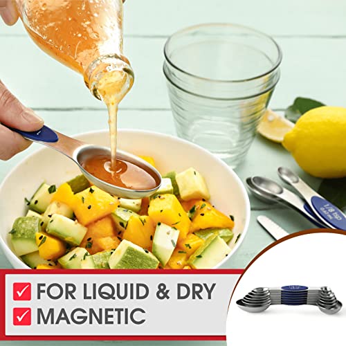 Spring Chef 8 Magnetic Measuring Spoons Set for Baking & Cooking, Sapphire - color: Sapphire, size: 1-Pack