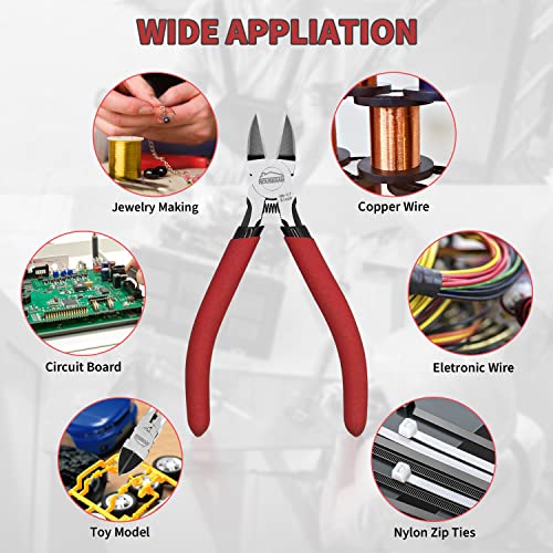 Wire Cutters 5 Pack, 5 Inch, Side Cutters, Flush Cut Pliers - color: 5 Inch Wire Cutters Set