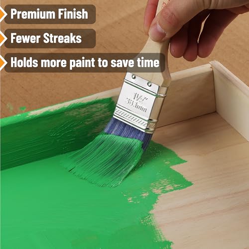 Bates Angle Paint Brushes, 1-Inch, 18 Pack - Treated Wood Handle, Stain & Wall Brushes for Painting Furniture & Walls - color: Wood Handle Angle, size: 18 Pack, 1"