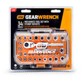 GEARWRENCH 34 Pc 1/4" Dr Stubby Socket Mechanics Hand Tool Set | GW72SWS14 - size: 34 Piece, style: SAE/Metric