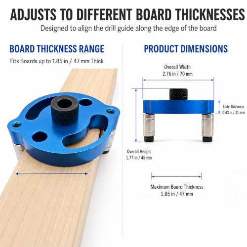 Self Centering Dowel Jig, Self Centering Doweling Jig Kit with 2/3/4/5/6/7/8/9/10mm Drill Bushings, Self Centering Drill Guide for Straight Holes, Dowel Drill Guide, Center Locator for Woodworking