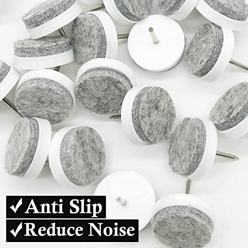 40pcs Round Heavy Duty Nail-on Felt Pad for Furniture Chair Table Leg Feet Floor Protectors Slide Smoothly (White, Pad Diameter 18mm) - color: White 18mm (40 Pcs)