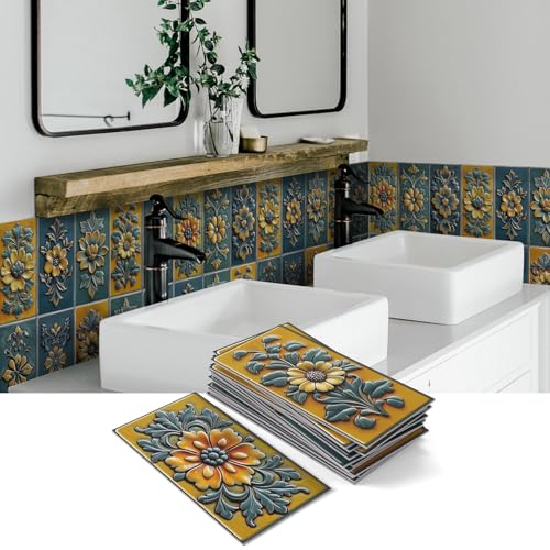 VICCI 16Pcs Tile Decals 8" x 4" Peel & Stick Kitchen Backsplash - color: Sjm-306, size: 8x4IN*16PCS