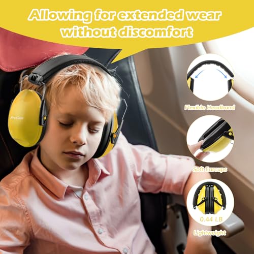 ProCase Noise Cancelling Headphones for Kids/Toddlers SNR 27dB Ear Muffs - color: Yellow