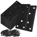 20Pack 4x2 Inch Black Flat Mending Plates Flat Bracket, Stainless Steel Mending Joining Plates Repair Fixing Bracket for Wood Furniture Fence - size: 100MM-Black