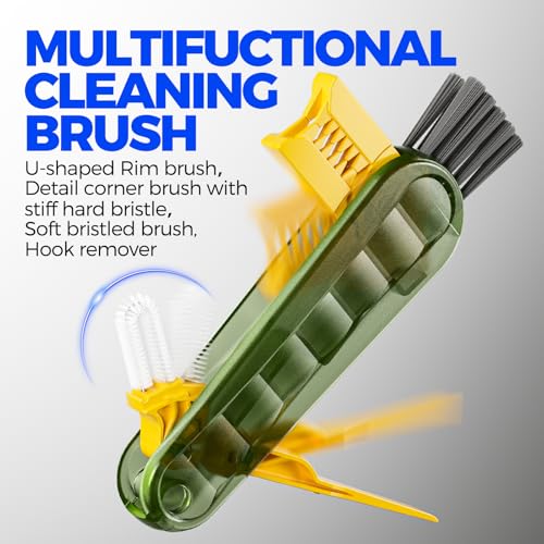 Holikme 6 Pack 4 in 1 Cup Lid Cleaning Brush 3 Straws Bottle Brush,Olive - color: Olive