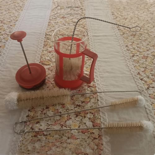 Bottle Brushes Thin Long Handle X 4, Natural Boar Bristle Set
