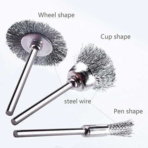 Rocaris 120 Pack Wire Buffing Wheel Brush Set with 1/8" Shank