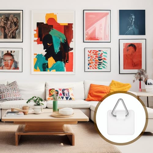 40Pcs Adhesive Picture Hangers for The Wall Plate Hangers Stick On Hooks Sticky Picture Frame Hooks for Pictures Frames Heavy Duty Pictures Hanging Hoops Without Nails