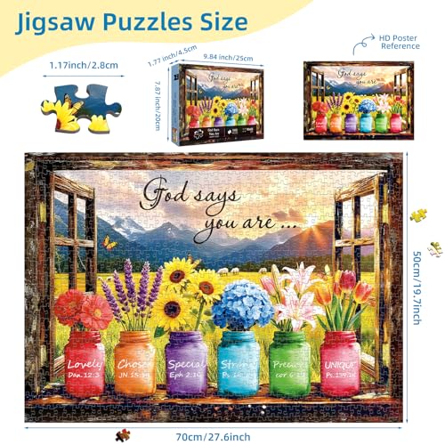 Christian Bible Puzzles for Adults 1000 Pieces, Fun Puzzles for Adults - color: God Says You Are