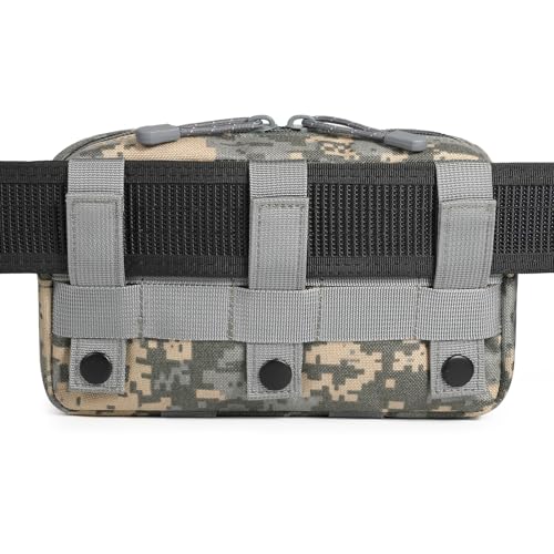 FRTKK Tactical Molle Admin Pouch Utility Laser Cut EDC Tool Pouch Bag Horizontal Modular Pouches Include US Flag Patch and Keychain - color: ACU