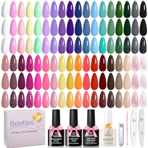 Beetles Gel Nail Polish Set with Base Glossy Matte Glitter Top Coat Nail Tools - color: Cold Shoulder