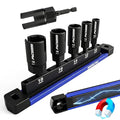 5-Piece Wing Nut Driver Set (10mm,12mm,14mm,16mm,18mm) with Magnetic Aluminum Storage Rail, 1/4" Hex Shank Wing Nut Driver Bit Set, Metric Wing Nut socket Set for Wing Nut, Eye Bolt, Wire Twisting - style: 5 Pcs Wing Nut Driver Set(10-18mm)