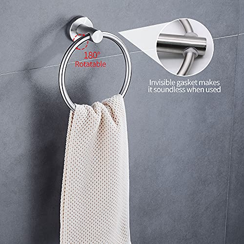 10pcs Bathroom Hardware Set, Brushed Nickel Bathroom Hardware Set, Including 16" Hand Towel Bars, Toilet Paper Holders, Towel Rings, Robe Towel Hooks - color: 10pcs 16" Brushed Nickel