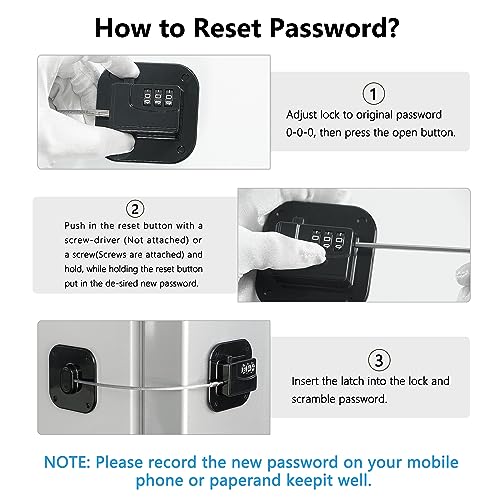 Refrigerator Lock, Heavy Duty Fridge Lock, Combination Lock for Refrigerator Cabinets, Drawers, Safety Lock, Easy Install No Keys Needed (Black-3Pack) - color: Black-3Pack