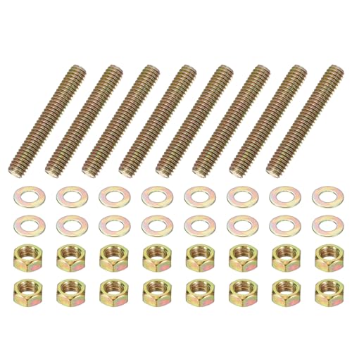 PATIKIL 5/16" x 2" Color Zinc Fully All Thread Rod, 8 Pcs Carbon Steel Long Threaded Screw Stud Bolts for Furniture Garden Mounting Assembly Fastening - size: 5/16" x 2"