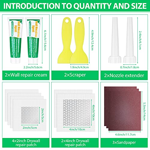 Drywall Repair Kit - Large Hole Patch, Wall Mending Agent with Scraper - Easy to Fill Holes for Home Wall, Plaster Dent Repair - 2 Pcs - color: 2 Pack Wall Spackle