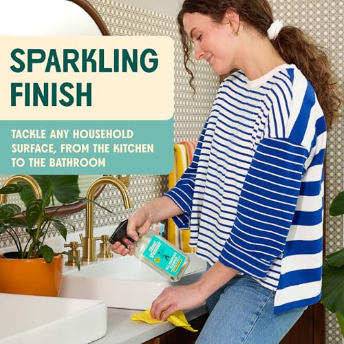 Aunt Fannie's All Purpose Cleaner Bundle, Lemon, Spray + Refill, 2 Pieces | Cuts Grease & Grime, No Harsh Residue, Safe for Kitchens Bathrooms Windows Counters & Sealed Areas, Kid and Pet Safe - size: 80.9 Fl Oz (Pack of 2)