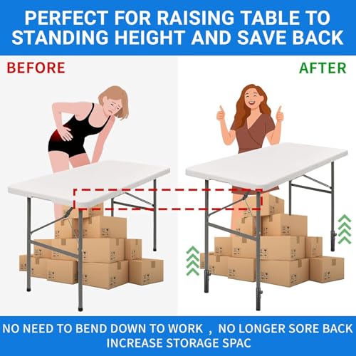 VinBee Folding Table Risers,Folding Table Leg Extenders,Levels Height Adjustable Risers for DIY & Office,Dining,Standing Desk 4Pack (7.7 inch (5 Levels) New) - size: 7.7 inch (5 Levels) new