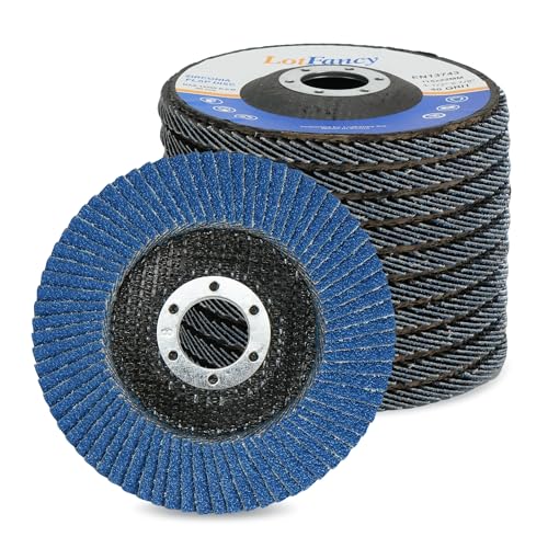 LotFancy Flap Disc 4 1/2” for Angle Grinder, 40 Grit, Bevel Type 29, Premium Zirconia Abrasive Grinding Wheels, 4.5" x 7/8” Flap Sanding Disc for Metal, Stainless Steel, 10-Pack - style: 10 Pack (40 Grit T29 Zirconia)
