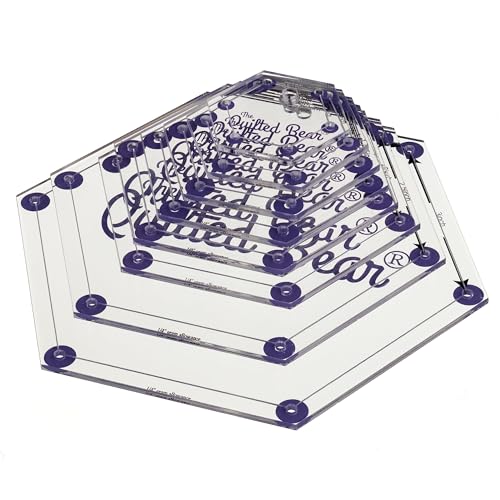 The Quilted Bear Hexagon Quilting Templates, Set of 8 - size: Hexagon