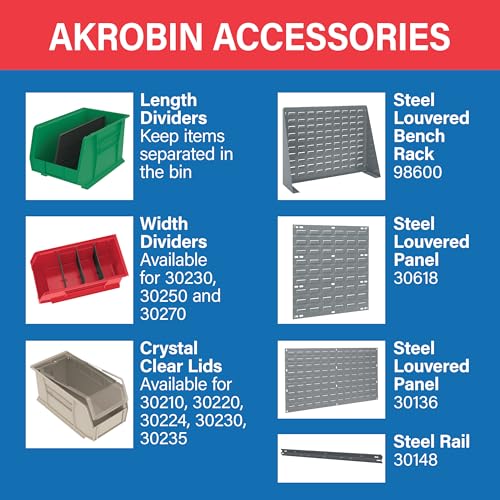 Akro-Mils 30210 AkroBins Plastic Storage Bins, 5"x4"x3", Red, 6-Pack - color: Red, size: 6 Pack