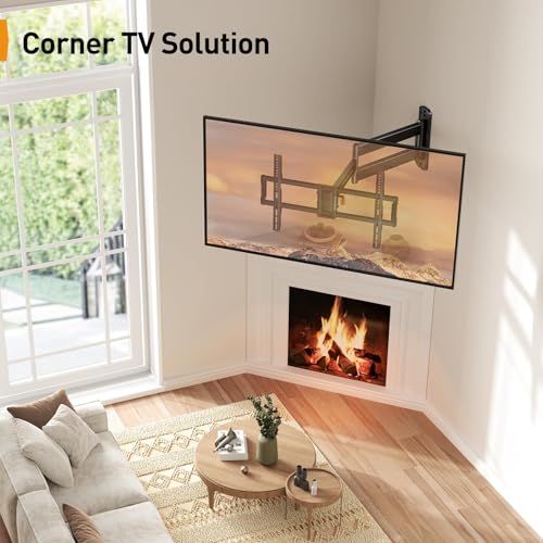 Perlegear Corner TV Wall Mount Long Arm TV Mount Bracket for 37-75 Inch TVs - size: Fits 37-75'' TVs / Max 600x400mm
