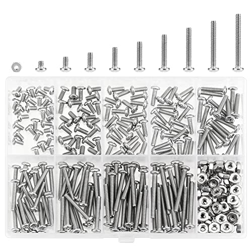 HELIFOUNER 240 Pieces #4-40 Phillips Pan Head Machine Screws Nuts Assortment Kit, Coarse Thread, Fully Machine Threaded, 304 Stainless Steel - size: #4-40, style: Phillips Pan Head