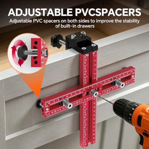 Cabinet Hardware Jig, Adjustable Cabinet Handle Jig Drill Guide Template for Knobs & Handles, Precision Hole Locator Tool for DIY Cabinet Installation, Fits 2.5" to 7.5" Spacing