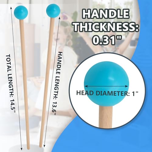Luomorgo Steel Tongue Drum Mallets, Teal, 1 Pair Percussion Mallet - color: Teal