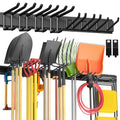 Garage Tool Organizer Wall Mount, 64" Heavy-Duty Metal Wall Organizer, 4 Rails with 8 Adjustable Hooks, Garden Storage Rack for Organization, Sturdy Tool Hanging Holder for Shovel Shed Yard - size: 64" 4 panels & 8 hooks