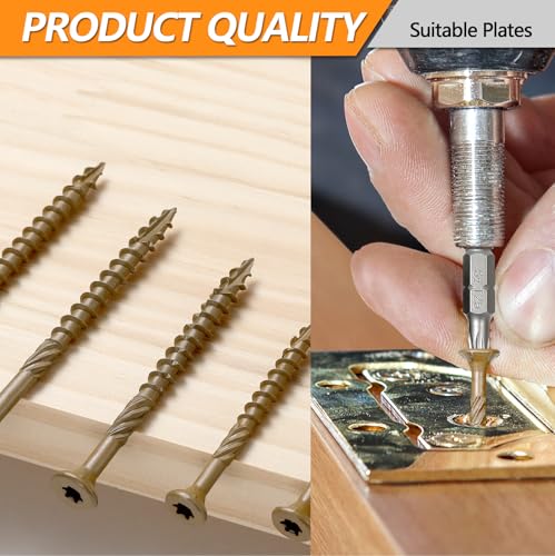 #8#10 Wood Screws Kit, 6 Sizes (1-1/4", 1-5/8", 2", 2-1/2", 3", 3-1/2") - color: Yellow