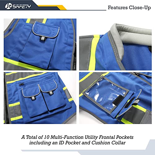 JKSafety Reflective Safety Vest for Men Cushioned Collar JK89 Blue M - color: Bluet1s1, size: Medium