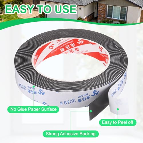 PATIKIL 5Roll Sponge Rubber Foam Tape, 25/32" W x 5/64" t x 16.4ft l Self-Adhesive Foam Insulation Tape Weather Stripping for Window Door Soundproofing Weatherstrip AC Seal Strip, Black - size: 25/32" x 5/64" x 16.4ft