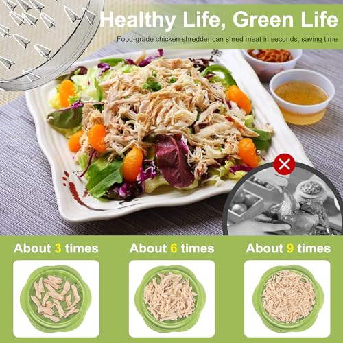 Chicken Shredder Tool Twist Large Meat Shredder with Brush&Fork, Matcha - color: Matcha Green