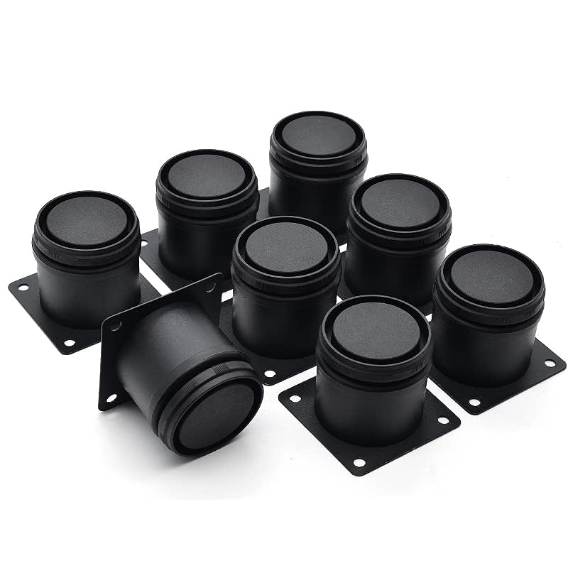 2 Inch Metal Furniture Legs Stainless Steel Adjustable Legs Black Metal Legs Round Cabinet Legs for Coffee Table Cabinet Desk Sofa Shelves, Pack of 8 - color: Black, size: 2"