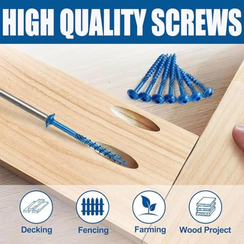 #8x1-1/2 Pocket Hole Screws 100Pcs Blue Coated Wood Screws for Woodworking - size: #8x1-1/2"