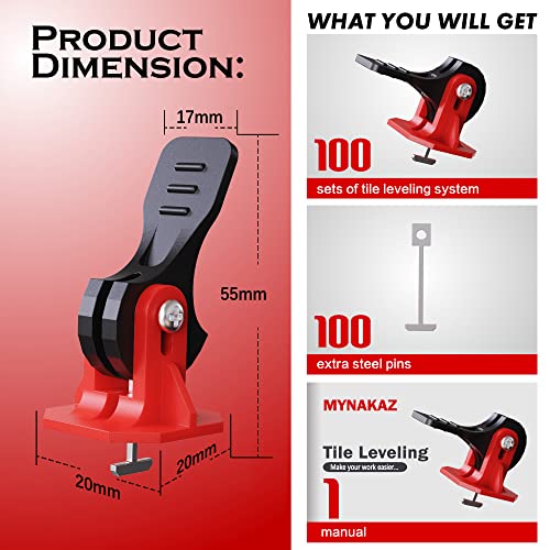 Tile Tools for Leveling Installation, Reusable Tile Leveling System, Floor Leveling Tools, Tile Leveling Clips Tile Spacers (100 Sets)