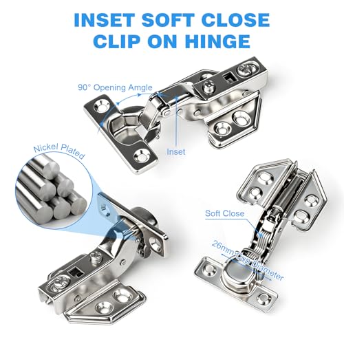 4 Pack Soft Close Cabinet Hinges 26mm, Inset Hinge for Kitchen - size: 26mm