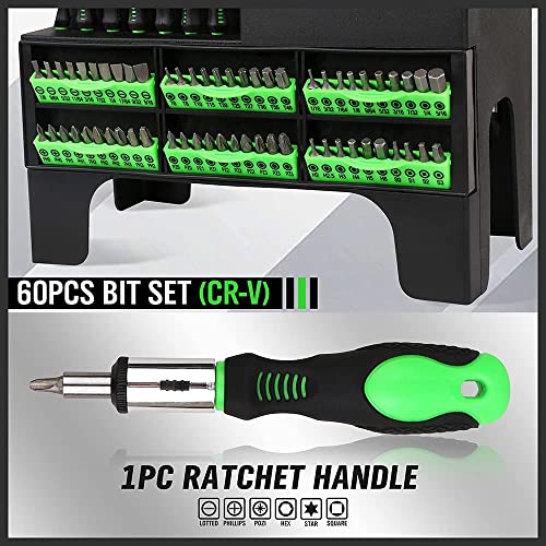 118-Piece Magnetic Screwdriver Set with Plastic Racking, Precision Screwdrivers, Magnetizer, Demagnetizer, Nut Drivers, Ratchet Handles, Allen Keys, Sockets & More - DIY Tools & Gift for Men - style: Durable