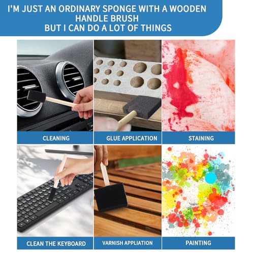 Foam Paint Brushes, 48 Pcs -10 Sizes, Paint Sponge, Premium Foam Brushes - color: Black
