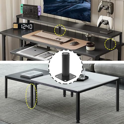 3 Inch Adjustable Steel Furniture Legs 4-Pack 1" Dia (Black) - size: 3 Inch