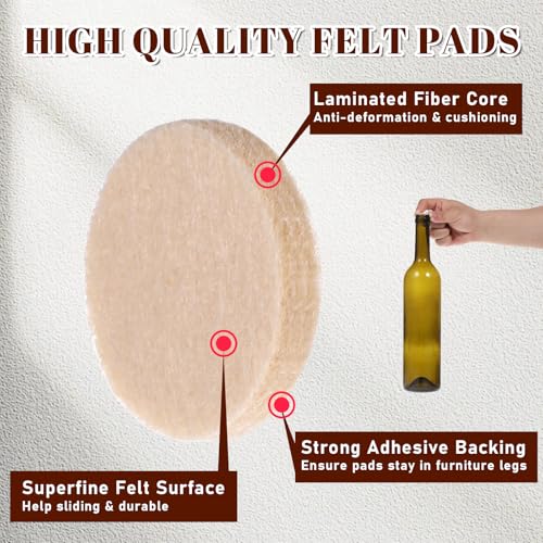 288 Pcs Self Adhesive Felt Furniture Pads 3/4", Felt Pads for Coasters Bottom Dots Felts Floor Protectors for Furniture Thick Cabinet Door Bumpers for Chair Legs Felts Pad Small for Hardwood Floors