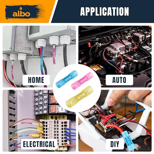 ALBO Heat Shrink Crimp Connectors (Butt 500Pcs Blue 16-14 AWG) - color: Butt 500Pcs Blue 16-14 AWG