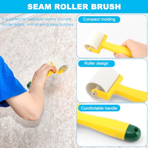 Wallpaper Smoothing Tools, Wallpape-r Tool Kit with Felt Squeegee Seam Roller Wallpape-r Brush Measure Tape for Wallpapers,Contact Paper,Window Tint,Vinyl Backsplash Tile(COLOR:1)